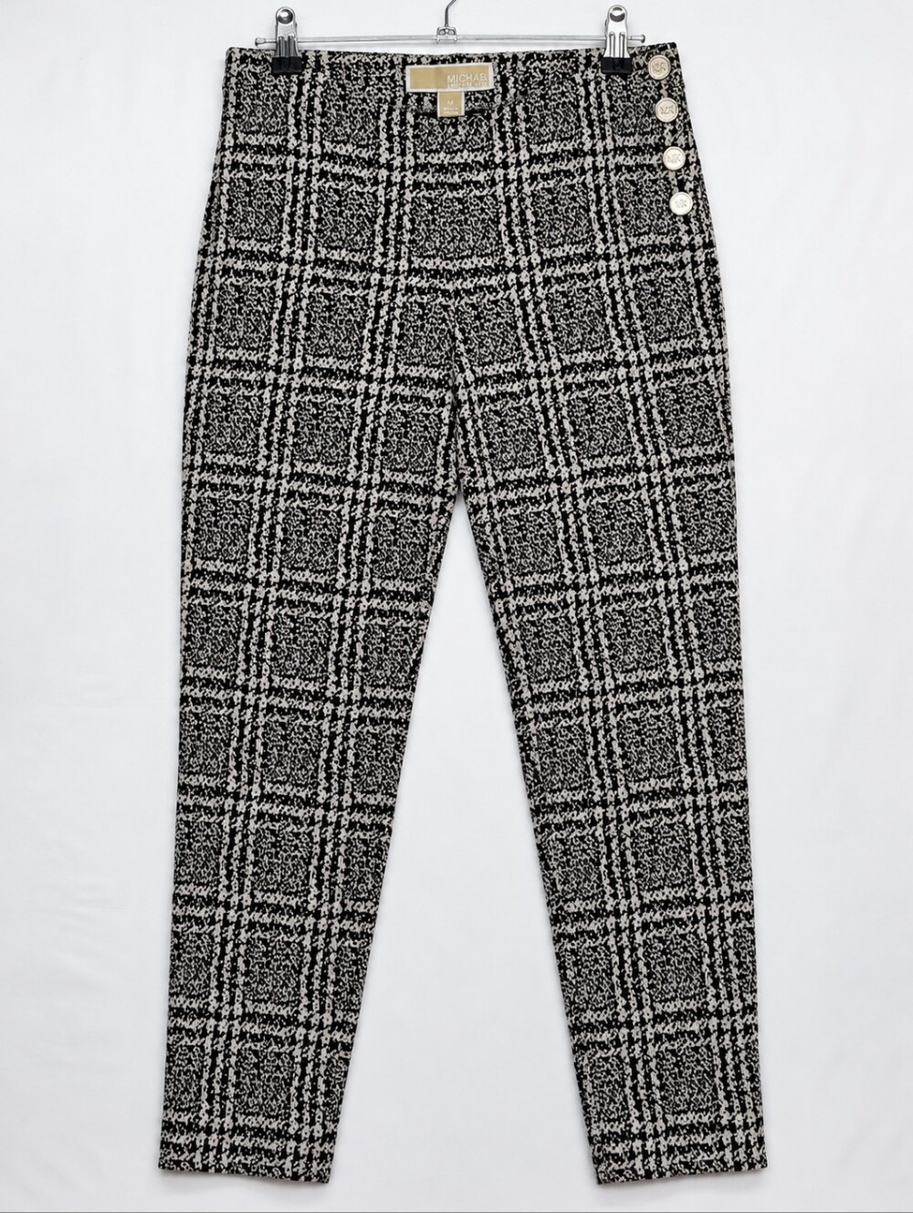 Michael Kors Black & White Plaid Tapered Chinos